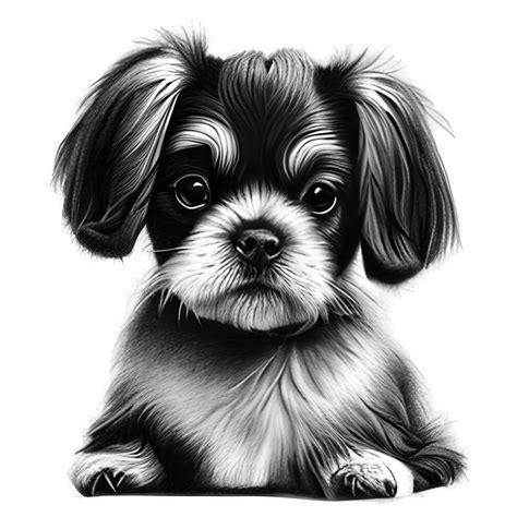 Cute Shih Tzu Drawing Pencil · Creative Fabrica