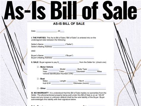 As-is Bill of Sale As-is Bill of Sale Forms As-is Bill of Sale Template ...