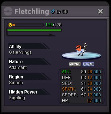 Selling Gale Wings, Adamant FLETCHLING (SPD:20, ATK: 28) S.O. 500K ...