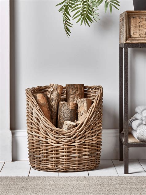 Rattan Log Basket - Asymetrical in 2020 | Log baskets, Fireplace baskets, Firewood storage indoor