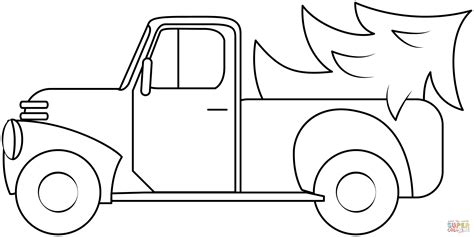 Little Red Christmas Truck Coloring Page