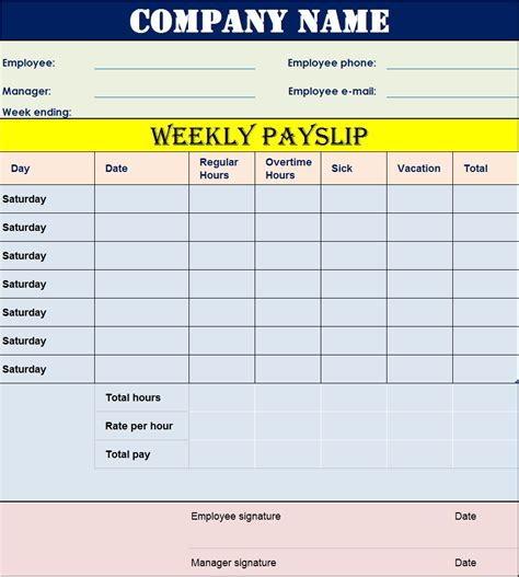 Payslip Template - Excel Word Template