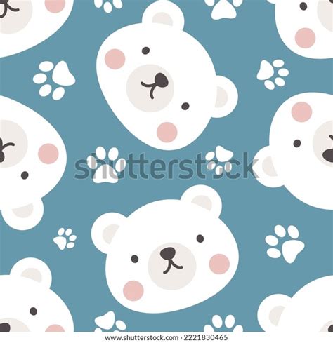 Polar Bear Cute Face Footprints Texture Stock Vector (Royalty Free ...