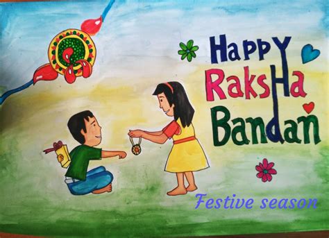 Raksha Bandhan, Rakhi, Festivals of India, Handmade poster, brother and ...