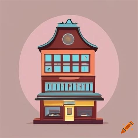 Cartoon-style coffee shop building on Craiyon