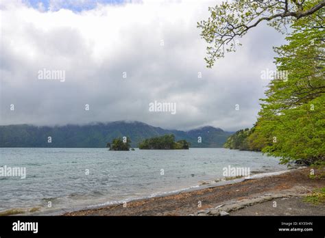 Lake Towada in Aomori, Japan. Towada (Towada-ko) is the largest crater ...