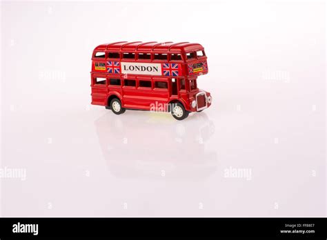 Little model of Double decker bus on a white background Stock Photo - Alamy