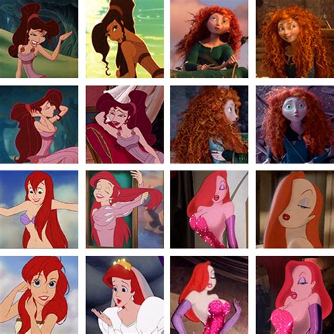 Megara, Ariel, Merida, and Jessica | Red hair disney, Disney girls ...