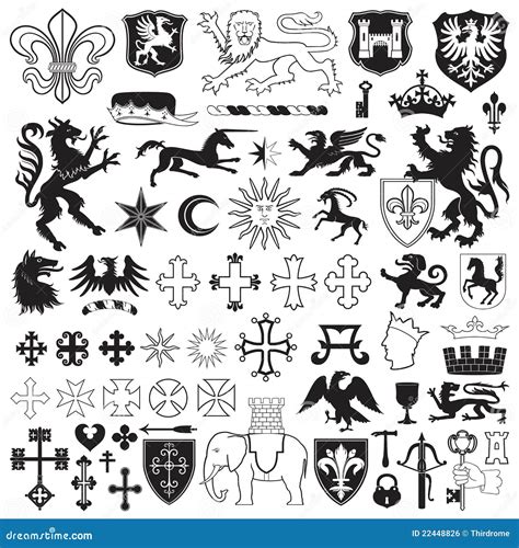 Heraldic Symbols and Crosses Stock Vector - Illustration of heraldry ...