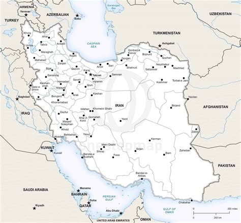 Vector Map of Iran political | One Stop Map