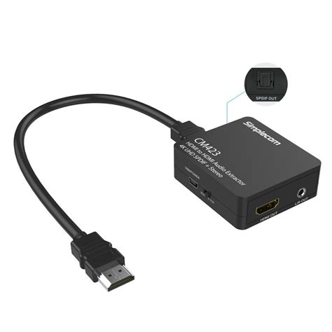 Simplecom CM423 HDMI Audio Extractor 4K HDMI to HDMI and Optical SPDIF + 3.5mm Stereo