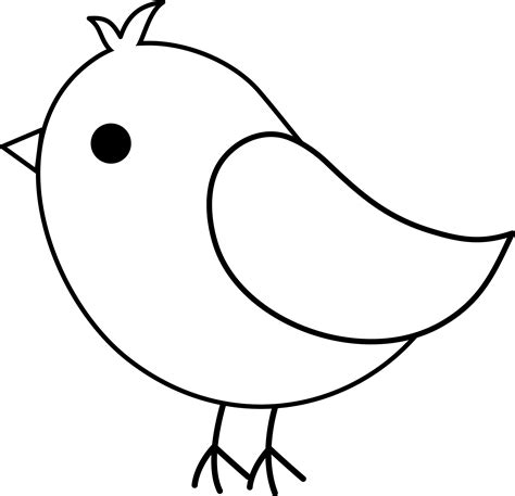 Cute Bird Line Art - Free Clip Art