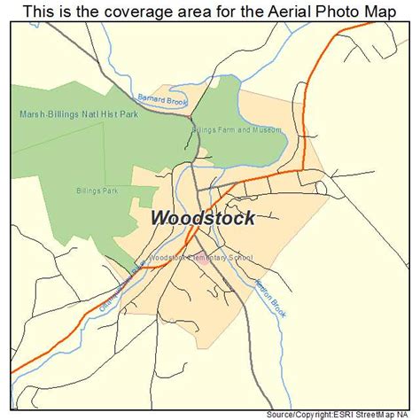 Aerial Photography Map of Woodstock, VT Vermont