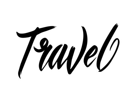 Script hand lettering Travel, isolated on white background. Vector ...