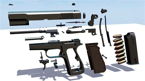 3D Browning Hi-Power all parts package | CGTrader