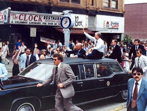 TBT President Jimmy Carter greeting the crowd in Columbus, Ohio, on May ...