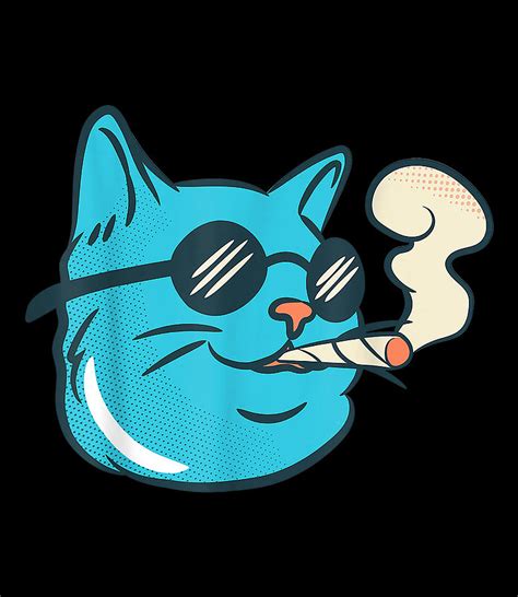 Stoned Cat Smoking Joint 420 Gift Weed Cannabis Ma Digital Art by Thanh ...