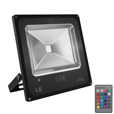 LE Remote Control 50W RGB LED Flood Lights,16 Colours & 4 Modes, Waterproof LED Floodlight ...