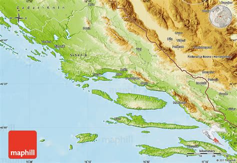 Physical Map of Split-Dalmatija