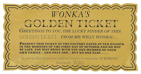 60: VERUCA SALT’S” ORIGINAL SCREEN-USED GOLDEN TICKET