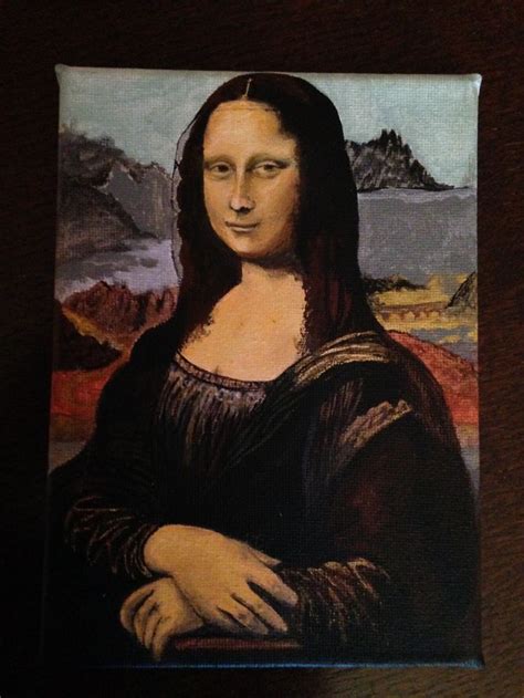 Mona Lisa. Old Masters reproduction oil painting. Original mini-master on 7" x 5" deep edge ...