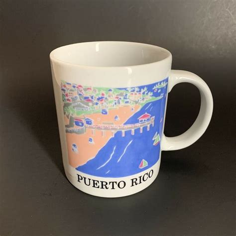 Souvenir of PUERTO RICO Coffee Mug San Juan Beach Sailboats Beach White Ceramic | San juan beach ...