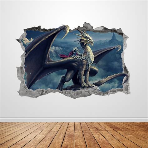 Dragon Wall Decal Smashed 3D Graphic Fantasy Dragon Wall Art - Etsy