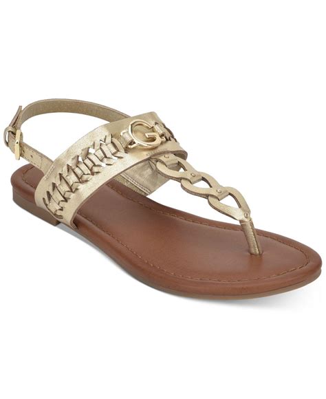 Guess Gbg Los Angeles Lovey Flat Sandals in Metallic | Lyst