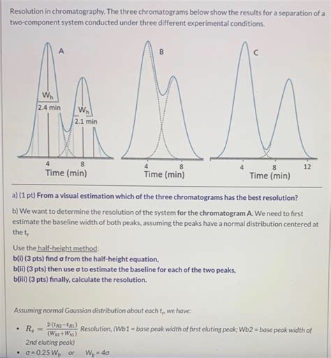 Resolution in chromatography. The three chromatograms | Chegg.com