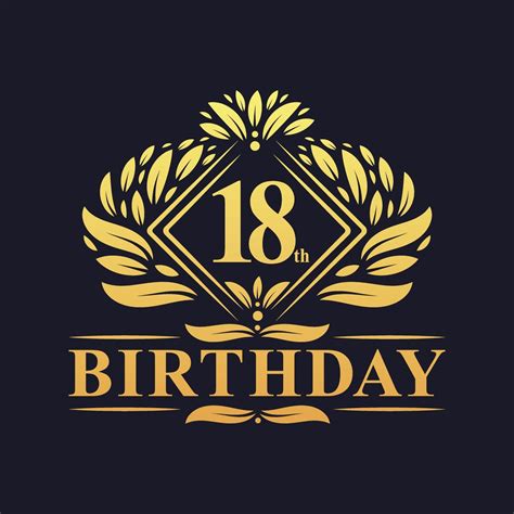 18 years Birthday Logo, Luxury Golden 18th Birthday Celebration ...