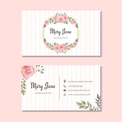 Premium Vector | Wedding planner business card with watercolor flowers ...