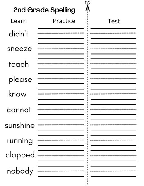 8 Printable Second Grade Writing Spelling Worksheets Spelling Test - Etsy