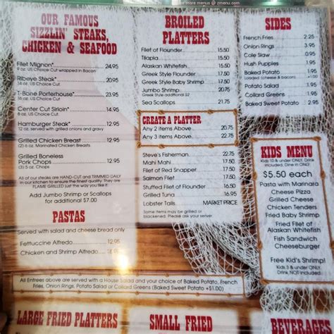 Menu at Captain Steve's Family Seafood Restaurant, Harrisburg, State Hwy 49