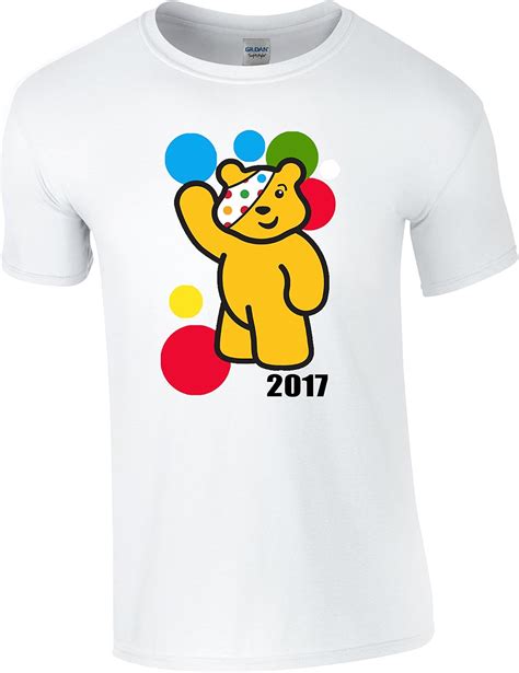 White Pudsey Bear Children in Need T-Shirt (S) : Amazon.co.uk: Clothing