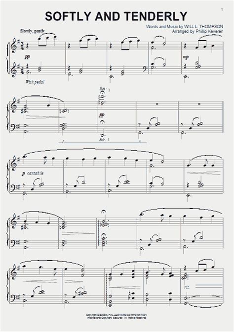 Softly And Tenderly Piano Sheet Music | OnlinePianist