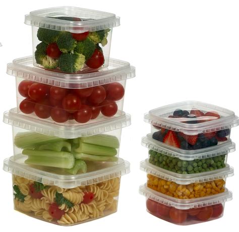 Clear Deli Food Storage Containers With Lids Tamper evident security system and easy stackable ...