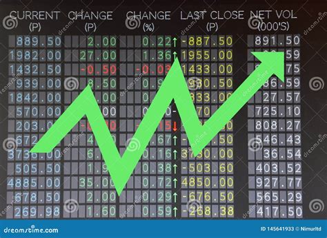 Trading Board Showing Rising Stocks with Arrow Stock Image - Image of ...