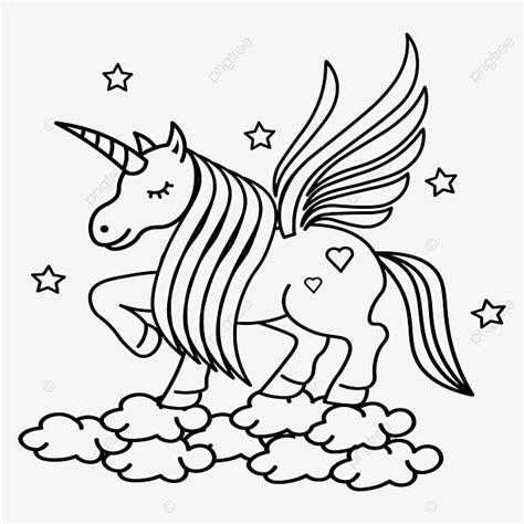 Smiling Of Unicorn With Wings Coloring, Unicorn Drawing, Wing Drawing, Ring Drawing PNG and ...