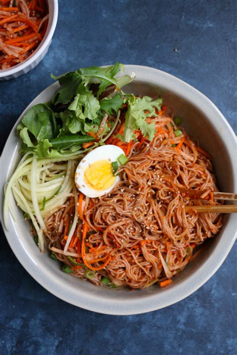 Spicy Korean Cold Noodle Salad • Hip Foodie Mom