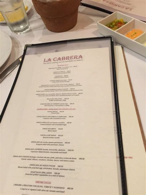 Menu at La Cabrera restaurant, Makati, H23G+46M