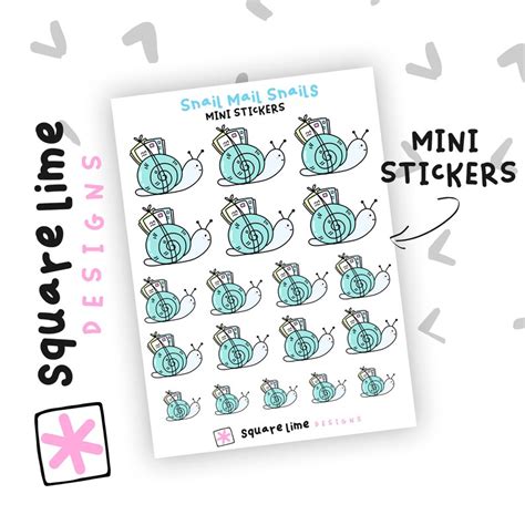 Snail Mail Snails Mini Stickers Happy Mail Stickers | Etsy