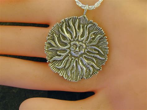 Sterling Silver Large Sun Pendant on Sterling Silver Chain. - Etsy