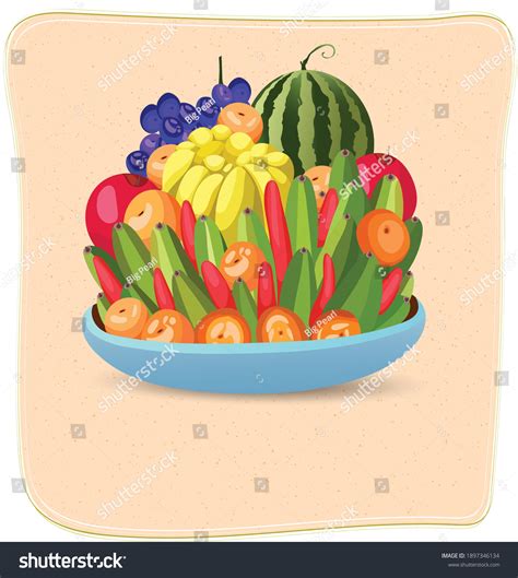 Fivefruit Tray Items On Display On Stock Vector (Royalty Free) 1897346134