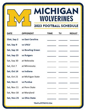 Printable 2023 Michigan Wolverines Football Schedule