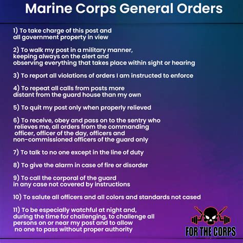 11 General Orders Of The Marine Corps - For The Corps