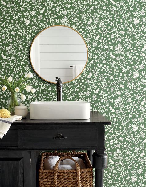 ME1573 Magnolia Home Fox & Hare Wallpaper - Forest Green | Magnolia ...