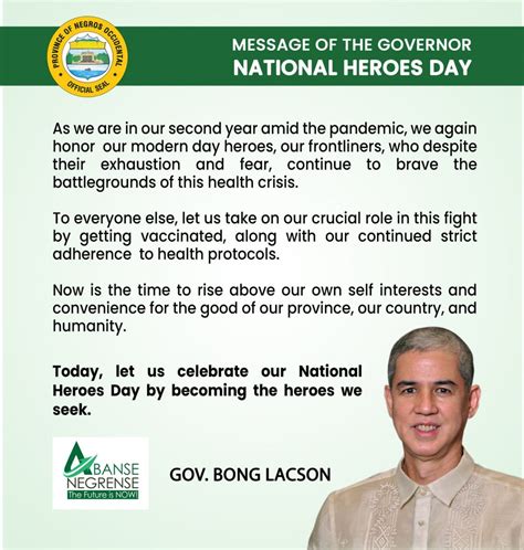 Message of the Governor for National Heroes Day | Negros Occidental ...