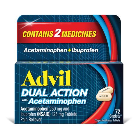 Advil Dual Action Coated Caplets With Acetaminophen 250 Mg - Shop Pain ...