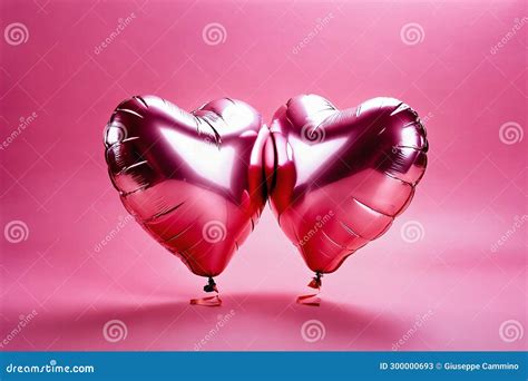 Pink Heart Shaped Balloons on Pink Background - Symbol of Love Stock ...