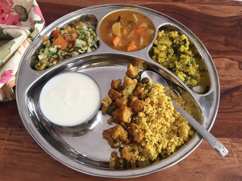 Portion Control Meal Plate: Banarasi Ki Gobhi,Potato Podimas,Vegetable Sambar,Millet Pulao ...